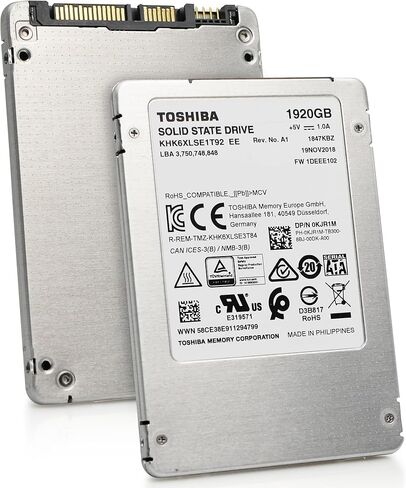 محرك أقراص الحالة الصلبة المكثف Dell/Toshiba HK6-DC KHK6XLSE1T92 سعة 1.92 تيرابايت SATA 6 جيجابت/ثانية 3D TLC 2.5 بوصة (متجدد) in Kuwait