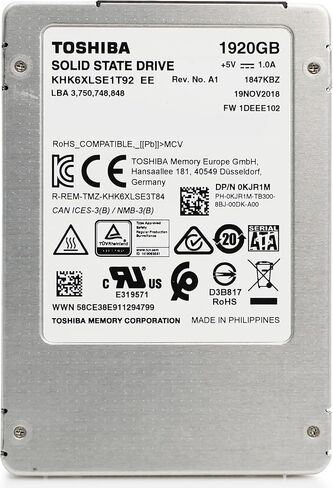 محرك أقراص الحالة الصلبة المكثف Dell/Toshiba HK6-DC KHK6XLSE1T92 سعة 1.92 تيرابايت SATA 6 جيجابت/ثانية 3D TLC 2.5 بوصة (متجدد) in Kuwait