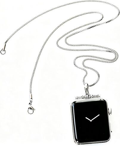 Stainless Steel Chain Necklace Smartwatch Band 38mm Series 3 2 1/40/41mm Series 9/8/7/6/5/4 New Polished Silver Metal Curb Cuban Strap Rope Neckband Replacement Accessories in Kuwait