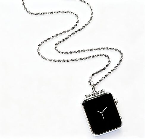 Stainless Steel Chain Necklace Smartwatch Band 42mm Series 3 2 1 / 44mm Series 4 New Newest Polished Silver Metal Box Chain Strap Rope Neckband Replacement Accessories Wearable Technology Women Men in Saudi Arabia