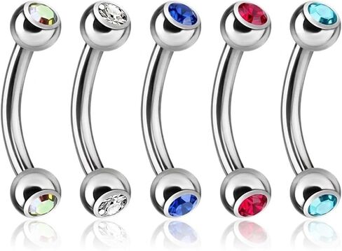 5PCS 16G Surgical Steel Eyebrow Ear Navel Belly Lip Ring Body Piercing Jewelry in Saudi Arabia