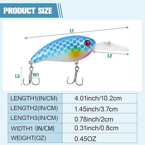 Crankbait Fishing Lures Kit,8pcs Deep Diving Crankbait Bass Fishing Lures Minnow Crank Baits Swimbait Hard Baits Fishing Lure for Freshwater Saltwater Trout Bass Salmon Walleye in Kuwait