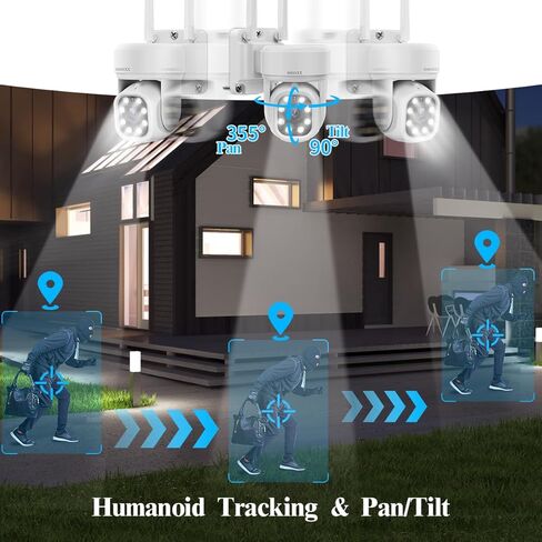(2026 New) Wireless Security Camera System, 5MP WiFi Home Security System with 8 Cameras (4 PTZ Auto Tracking + 4 PIR Bullet), 8CH NVR 3TB HDD, Dual Band 2.4/5.8GHz, 130° Wide Angle, No Monthly Fee in Kuwait