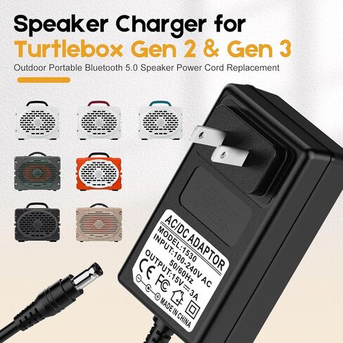 شاحن مكبر صوت لـ Turtlebox Gen 2 & Gen 3، سلك طاقة مكبر صوت بديل من Cisin للبلوتوث المحمول 5.0 Turtlebox Gen 3، أسود in Kuwait