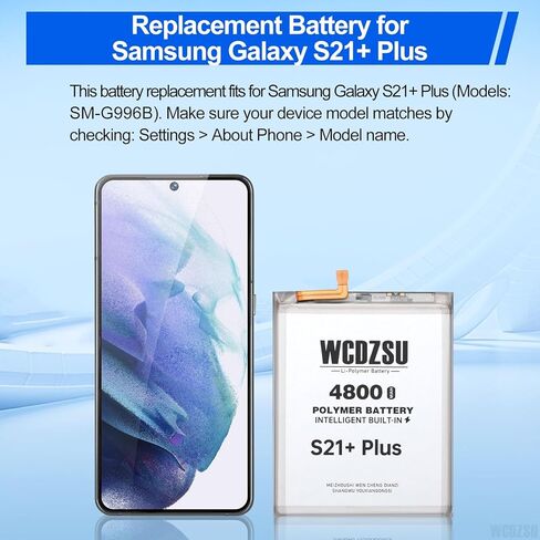 بطارية بديلة لهاتف Samsung Galaxy S21+ Plus بسعة عالية 4800 مللي أمبير في الساعة EB-BG996ABY بطارية ليثيوم بوليمر جديدة ذات دورة 0 لهاتف Samsung S21+ Plus مع مجموعة أدوات كاملة SM-G996B in Kuwait
