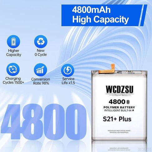 بطارية بديلة لهاتف Samsung Galaxy S21+ Plus بسعة عالية 4800 مللي أمبير في الساعة EB-BG996ABY بطارية ليثيوم بوليمر جديدة ذات دورة 0 لهاتف Samsung S21+ Plus مع مجموعة أدوات كاملة SM-G996B in Kuwait