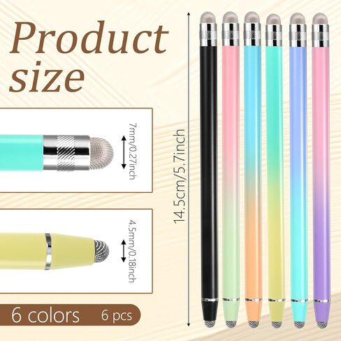 6 Pcs Stylus Pens for Touch Screens, 2-in-1 Universal Stylus Pens High Precision StylusPen Sensitive StylusPen for Tablet Pad Phones, Compatible with Touch Screens Devices in Kuwait