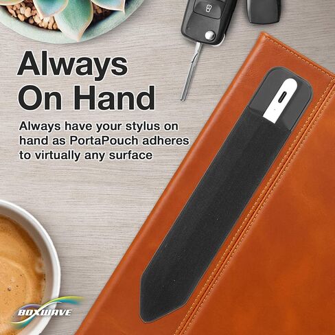 حقيبة BoxWave Stylus Pouch متوافقة مع هاتف Apple iPhone 15 - Stylus PortaPouch، حامل قلم Stylii محمول ذاتي اللصق - أسود غامق in Kuwait