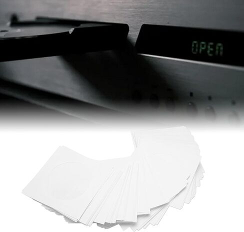 100 Pack CD DVD Sleeves | Thick Reusable Dust Proof Disc Envelopes with Flap & Clear Window | for 8cm Mini Disc Storage in Kuwait