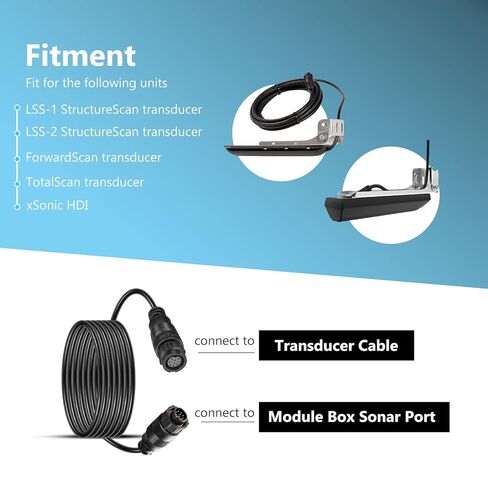 000-00099-006 10-Feet 9-Pin Transducer Extension Cable for Lowrance LSS-1 LSS-2 Structure Scan Transducer, for xSonic HDI, ForwardScan and TotalScan Transducer, # 3005.6907 in Kuwait