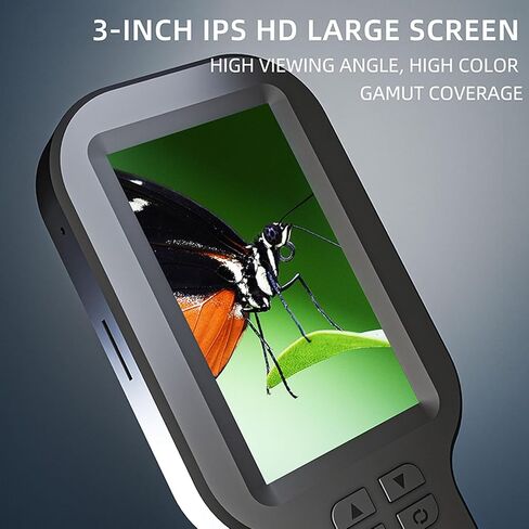 Pomya Portable Digital Microscope, 5X to 500X Magnification 3.0 Inch Screen HD Dual Lens Handheld Microscope with 12MP CMOS Sensor, for Natural Exploration Observation Jewelry (Black) in Saudi Arabia