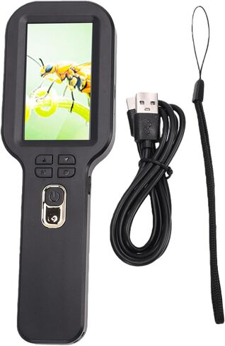 Pomya Portable Digital Microscope, 5X to 500X Magnification 3.0 Inch Screen HD Dual Lens Handheld Microscope with 12MP CMOS Sensor, for Natural Exploration Observation Jewelry (Black) in Saudi Arabia