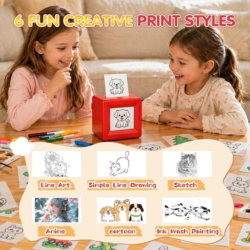 Smart AI Voice Sticker Maker Machine for Kids, Portable Thermal Sticker Printer Box with Display, Voice-Activated Inkless Mini Sticker Printer for DIY Crafts & Creative Gifts, Ages 6+ in Kuwait