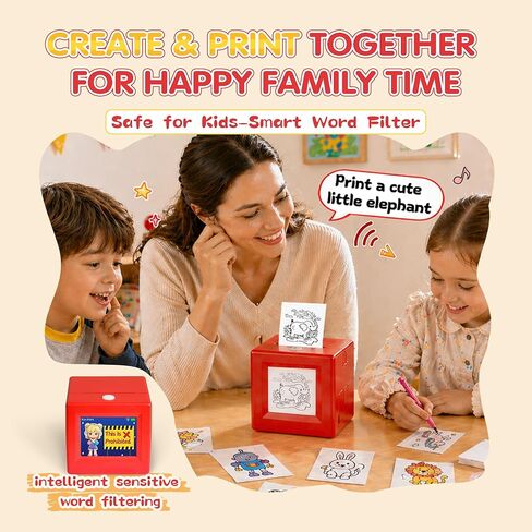 Smart AI Voice Sticker Maker Machine for Kids, Portable Thermal Sticker Printer Box with Display, Voice-Activated Inkless Mini Sticker Printer for DIY Crafts & Creative Gifts, Ages 6+ in Kuwait