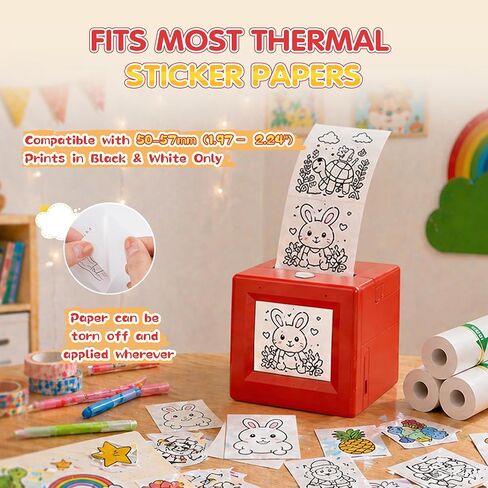 Smart AI Voice Sticker Maker Machine for Kids, Portable Thermal Sticker Printer Box with Display, Voice-Activated Inkless Mini Sticker Printer for DIY Crafts & Creative Gifts, Ages 6+ in Kuwait