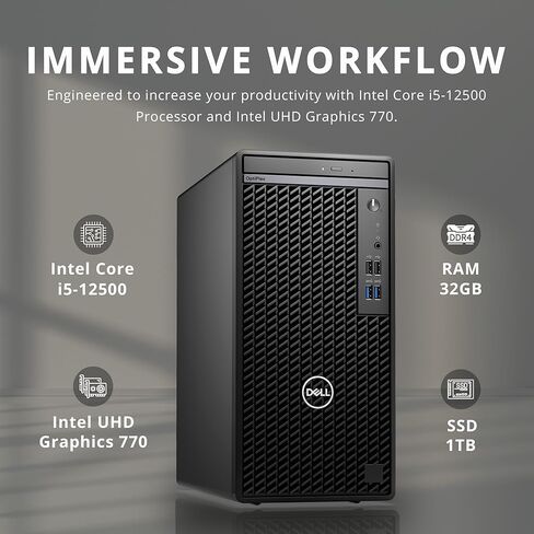 سطح مكتب Dell OptiPlex 3000 كامل الحجم للأعمال، معالج Intel Core i5-12500، ذاكرة الوصول العشوائي DDR4 سعة 32 جيجابايت، 1 تيرابايت PCIe SSD، DVDRW، إيثرنت، محول WiFi، لوحة مفاتيح وماوس، Windows 11 Pro، أسود (متجدد) in Kuwait
