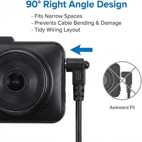 2.5mm Backup Camera Extension Cable, 90 Degree Dash Cam Power Adapter 6Ft Thicker Backup Camera Wire with 4Pin and 5Pin Dashcam Reverse Cam in Kuwait