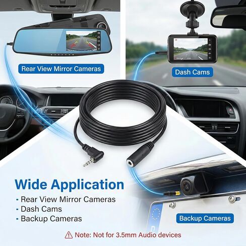 2.5mm Backup Camera Extension Cable, 90 Degree Dash Cam Power Adapter 6Ft Thicker Backup Camera Wire with 4Pin and 5Pin Dashcam Reverse Cam in Kuwait