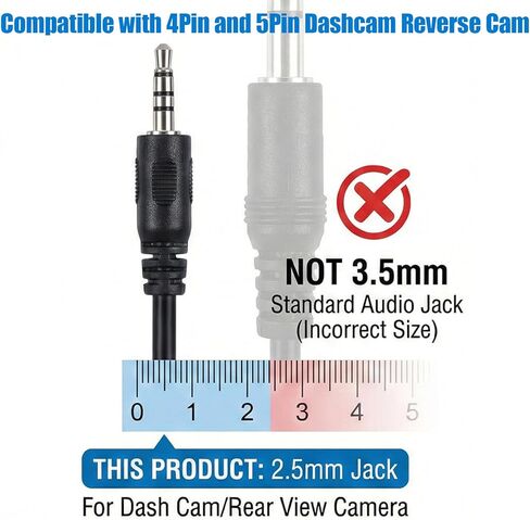 2.5mm Backup Camera Extension Cable, 90 Degree Dash Cam Power Adapter 6Ft Thicker Backup Camera Wire with 4Pin and 5Pin Dashcam Reverse Cam in Kuwait