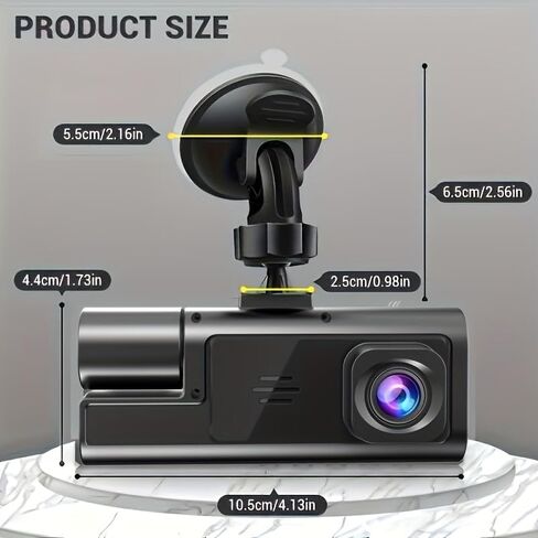 Dash Cam 1296P Front and Interior Recorder with Suction Mount, Compact Design for Driving, Ride Sharing, Taxi and Family Travel, NoCard in Kuwait