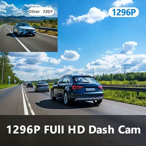 Dash Cam 1296P Front and Interior Recorder with Suction Mount, Compact Design for Driving, Ride Sharing, Taxi and Family Travel, NoCard in Kuwait