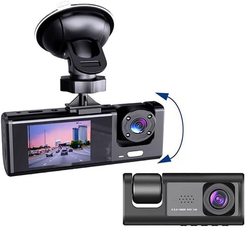 Dash Cam 1296P Front and Interior Recorder with Suction Mount, Compact Design for Driving, Ride Sharing, Taxi and Family Travel, NoCard in Kuwait