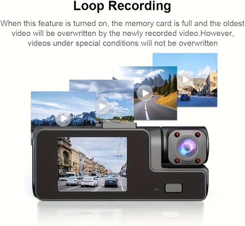 Dash Cam 1296P Front and Interior Recorder with Suction Mount, Compact Design for Driving, Ride Sharing, Taxi and Family Travel, NoCard in Kuwait