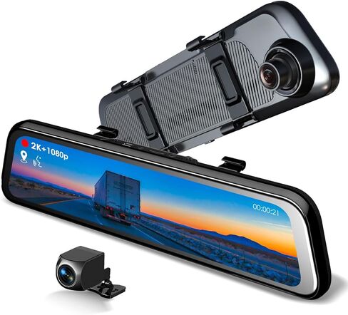 كاميرا قياس RexingUSA M1 Pro 2K مزدوجة المرآة - 1440 بكسل أمامي + 1080 بكسل خلفي، شاشة لمس IPS مقاس 10 بوصات، وسائط متدفقة، رؤية ليلية، مراقب وقوف السيارات، كاميرا احتياطية مقاومة للماء، تدعم 256 جيجابايت in Kuwait