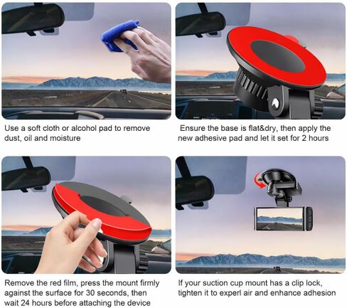 4 قطع من وسادات لاصقة مستديرة مزدوجة الجوانب - متوافقة مع حوامل شفط كاميرا REDTIGER Dash Cam لتثبيت الزجاج الأمامي بشكل آمن in Kuwait