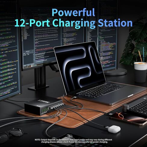 كتلة شاحن USB C بقوة 1200 واط. محطة شحن سريعة لشاحن MacBook Pro 12 منفذ 140 واط PD PPS AVS HUB لجميع هواتف iPhone 17 Pro Max/17 Air/16 SE/Samsung Galaxy 25/ MacBook Pro/Air/iPad Pro/240W in Kuwait
