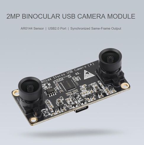 AR0144 2MP Stereo USB Camera Module, AR0144 Sensor Chip, USB2.0 Port, Synchronized Same-Frame Output, 52mm Baseline, Featuring Distortion-Free Lenses (A) @XYGStudy in Kuwait