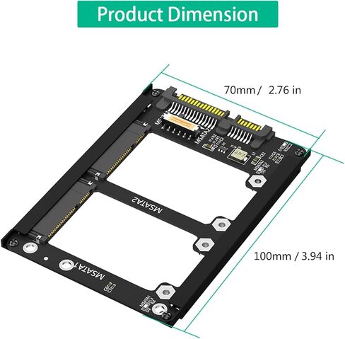 محول MSATA إلى SATA3.0 محول مزدوج MSATA إلى 2.5 بوصة SATA3.0 6Gbps محول ورق مقوى بديل لتخزين سطح المكتب والكمبيوتر المحمول in Kuwait