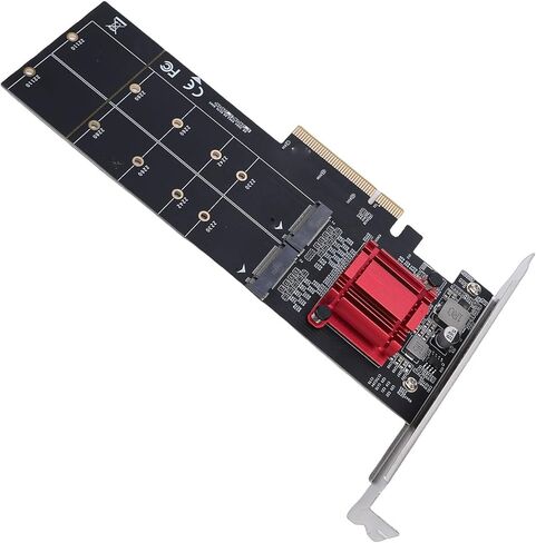 محول Naroote Dual NVMe PCIe، 2 منفذ M.2 NVMe SSD إلى بطاقة توسيع PCIe 3.1 X8، محول شرائح ASM1812 مع سرعة عالية، مثالي للوحة الأم للكمبيوتر المكتبي 2230، 2242، 2260، 2280، 22110 in Saudi Arabia