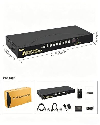 محول JideTech 8 منافذ HDMI KVM 4K@60 هرتز، محور USB 3.0، دعم الصوت، محاكي EDID، مفتاح التشغيل السريع للوحة المفاتيح، مفتاح الماوس، جهاز تحكم عن بعد بالأشعة تحت الحمراء، تحكم RS232، حامل حامل 1U لنظام التشغيل Windows Mac Linux in Kuwait