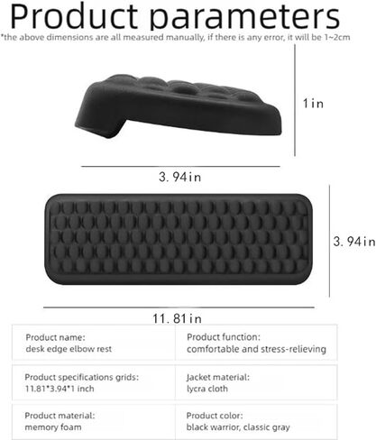 Arm Rest for Desk, L-Shaped Memory Foam Elbow Pads with Anti-Slip Base, Computer Desk Arm Rest Support Cushion, Arm Wrist Elbow Extender Protector for Home Office Gaming,2 PCs (Grey) in Kuwait