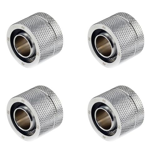 Bitspower G1/4" إلى 1/2" ID، OD 3/4" OD ضغط مناسب للأنابيب الناعمة، CC5 ​​Ultimate، فضي لامع، 4 عبوات in Kuwait