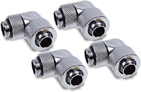 Alphacool Eiszapfen 13/10mm Compression Fitting, 90 Degree Rotary, Chrome, 4-Pack in Saudi Arabia