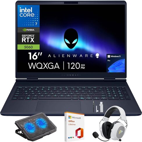 لاب توب Alienware 16 Aurora، شاشة 16 بوصة WQXGA 120 هرتز، Intel Core 7-240H Series 2، NVIDIA GeForce RTX 5060، ذاكرة الوصول العشوائي DDR5 سعة 32 جيجابايت، 1 تيرابايت SSD، Wi-Fi 7، Windows 11 Pro، مع ملحقات Mytrix ومكتب مدى الحياة - أزرق in Kuwait