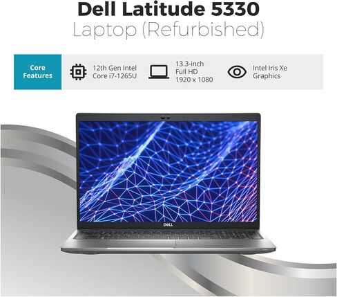 لاب توب ديل لاتيتيود 5330 13.3 بوصة فل اتش دي، انتل كور I7-1265U، 32 جيجا رام، 512 جيجا اس اس دي، ويندوز 11 برو (مجدد معتمد) in Kuwait