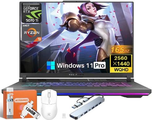 كمبيوتر محمول للألعاب ASUS ROG Strix G16 2025، AMD Ryzen 9 8940HX، NVIDIA RTX 5070Ti 12 جيجابايت GDDR7، شاشة WUXGA 16 بوصة 165 هرتز 3 مللي ثانية، ذاكرة الوصول العشوائي DDR5 32 جيجابايت، 2 تيرابايت PCIe SSD، لوحة مفاتيح RGB، Dolby Atmos، Win 11 Pro، Eclips in Kuwait
