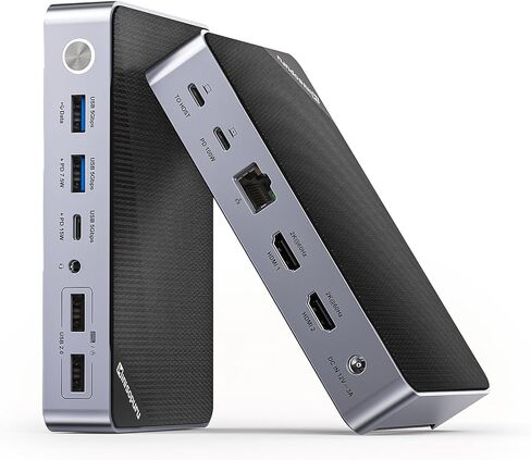 محطة إرساء Minisopuru DisplayLink بشاشة مزدوجة، محطة إرساء Mac مع شحن 15 وات، HDMI مزدوج 2K@60HZ، محطة إرساء USB C لأجهزة MacBook M4/M3/M2/M1/Windows in Kuwait