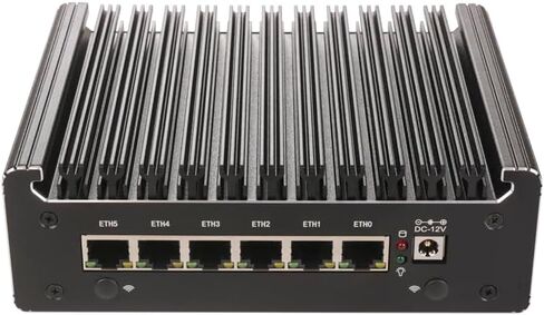 Fanless Micro Firewall Appliance, 8505 Mini Desktop Computers 6 x I226 LAN supports 2 x DDR5 2*M2_2280 NVMe PCIE4.0 x 4,M.2 WIFI slot,Type-C,USB3.0, 4K Dual Screen, Home/Office Server, NO RAM NO SSD in Kuwait