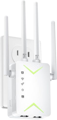 Powerful WiFi Extender Signal Booster, Up to 15,000 Sq Ft & 60 Devices, Whole Home Coverage Internet Repeater Works with Any Router | Plug and Play in Saudi Arabia