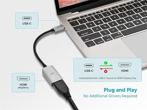 محول Monoprice USB-C إلى 8K60 HDMI 2.1 - حل عرض فائق الدقة متوافق مع MacBook Pro/Air، iPad، iPhone 15/16، للمبدعين واللاعبين والمحترفين in Kuwait