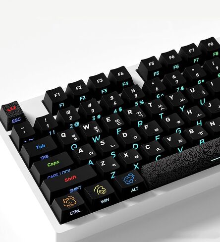 132 مفتاحًا من أغطية المفاتيح الكورية ذات الإضاءة الخلفية OEM Profile Keycap Gamer Official DIY للوحة المفاتيح الميكانيكية MX مجموعة أغطية المفاتيح القابلة للإزالة لـ 61 87 104 لوحة مفاتيح ميكانيكية كاملة الحجم (غطاء المفاتيح فقط) (أسود كوري) in Kuwait