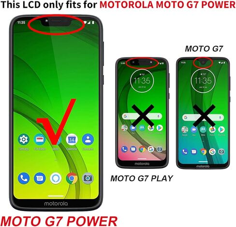 شاشة LCD بديلة متوافقة مع Motorola Moto G7 Power XT1955 6.2 بوصة LCD تعمل باللمس مجموعة رقمية مع لاصق ومجموعة أدوات (أسود) in Kuwait