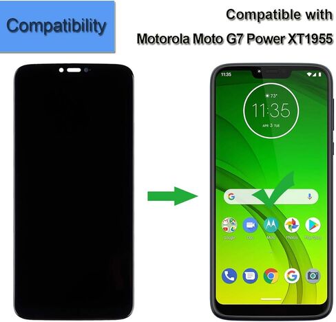 شاشة LCD بديلة متوافقة مع Motorola Moto G7 Power XT1955 6.2 بوصة LCD تعمل باللمس مجموعة رقمية مع لاصق ومجموعة أدوات (أسود) in Kuwait
