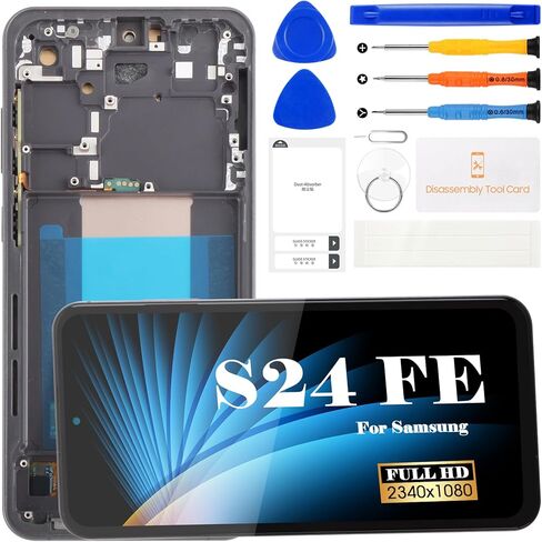 TFT لهاتف Samsung Galaxy S24 FE شاشة LCD لشاشة Samsung SM-S721B SM-S721U استبدال شاشة SM-S721W SM-S7210 شاشة LCD SM-S721N طقم إصلاح مجموعة رقمنة اللمس (6.7 بوصة، أسود مع إطار) in Kuwait