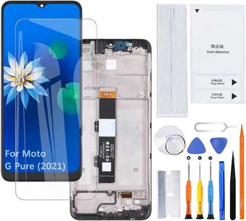 Display Screen for Moto G Pure (2021) XT2163-4 XT2163-6 XT2163-1 XT2163-2 LCD Screen Replacement Assembly Kit with Frame in Kuwait