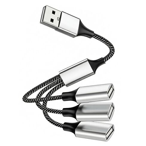 USB Hub Splitter, USB A Male to 4-Female Splitter, Y-Splitter Type Cable for Laptop/PC, Nylon Braided Multi-Port Adapter for Keyboard, Mouse, Flash Drive, Charging & Data Sync (Not for Carplay) in Kuwait